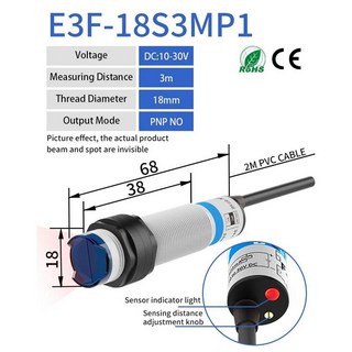 적외선 광전 센서 포토 스위치 확산 반사 감지 탐지거리, 1개, 8. 3M DC 3-wire PNP NO