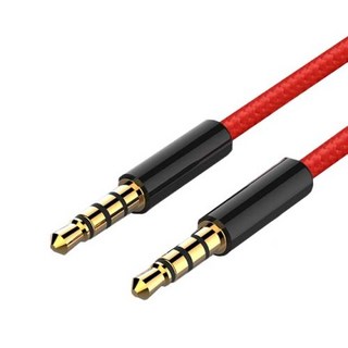 스테레오 오디오 케이블 스피커 마이크 케이블 변환 젠더 JianHan AUX 3.5mm 잭 스피커 4 극 나일론 브레이드 헤드폰 익스텐션 자동차 MP3 MP4, 2) Black Red(M2M) - 0.5M, 없음, 1개