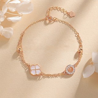 COCOYOU 14K 도금 네잎클로버 이중 패모 팔찌 DW-13
