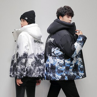 ANYOU 커플패딩 가을 겨울 솜옷 남녀공용 숏 오리털패딩 후드 도톰 바람막이 점퍼 남자패딩