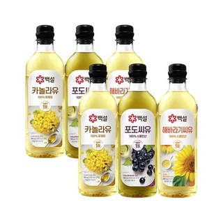 CJ제일제당 백설 조리유 900ml 3종 세트(카놀라유x2+포도씨유x2+해바라기씨유x2), 1개