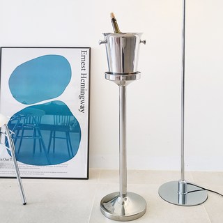 스텐 와인 아이스버킷 봉형 스탠드, 1개, 5L, 거치대(스탠다드) + 버킷(실버이어)