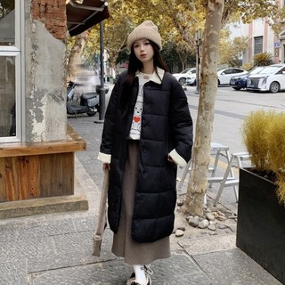 마선 코듀로이 폴로넥 빅사이즈 루즈핏 경량 롱패딩