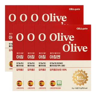 올리브 올라이브 아침엔 유기농 엑스트라버진 올리브오일 8gX14포X8개 100% 스페인 압착올리브유, 112g, 8개