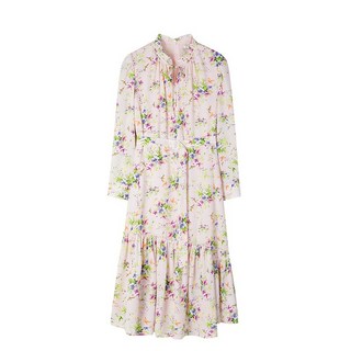 샤트렌 핑크 밑단셔링 쉬폰 플로럴 롱원피스 HCBSOP101