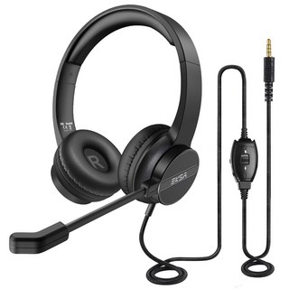 EKSA H12/H12E 유선 ENC 서비스 센터 헤드셋 블랙, H12-3.5mm