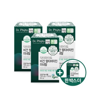 닥터파이토 비건 멀티비타민 미네랄 성인 남성 여성 임산부 어린이 종합비타민 영양제 3+1박스, 4개, 120정