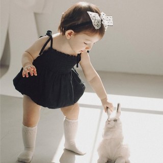 여름 여아 블랙 셔링 바디슈트