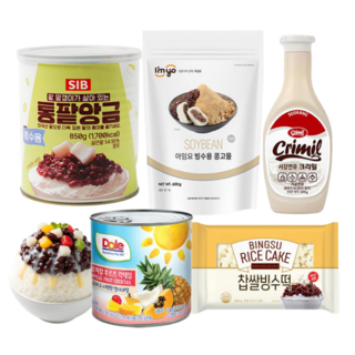 팥빙수 재료 세트 종합 빙수팥 콩고물 후르츠칵테일 연유 빙수떡, 1세트, 2.67kg