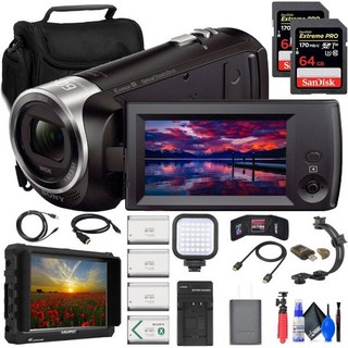 소니 HDR-CX405 HD 핸디캠(HDRCX405/B) + 4K 모니터 + 2 x 64GB 메모리 카드 + 가방 + 3 x NP-BX1 배터리 + 카드 리더 + LED 조명 +