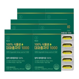 매일1분 100% 유기농 냉압착 대마종자유 식약청인증 1000, 6개, 30정