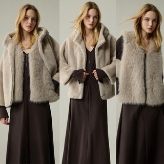 [LBL] ○(1+1) 25FW FAUX 밍크 하프코트 + 베스트 SET