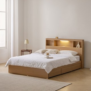 파로마 이즈 카이 LED 수납침대 슈퍼싱글 퀸, 오크, 01_침대프레임SS ISG061