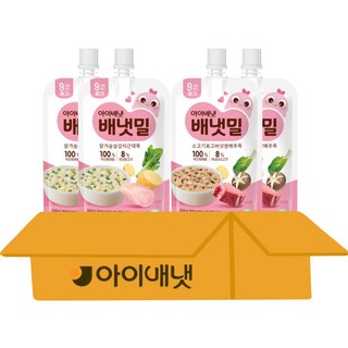 [아이배냇]아기 이유식 배냇밀 베베 짜먹는 유아용 간식 2종, 1세트, 400g, 소고기표고2+닭가슴살감자2