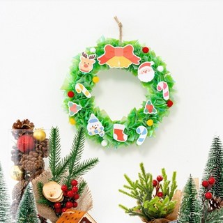 민화샵 크리스마스리스 스티로폼리스 만들기 트리오너먼트 크리스마스장식세트 초등미술 DIY키트, 크리스마스 스티로폼 리스 만들기, 1개