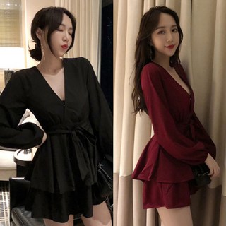 브이넥 티어스커트 랩 섹시원피스 홀복 미니원피스 클럽의상 (당일배송) /1개만 구매해도 사은품 증정