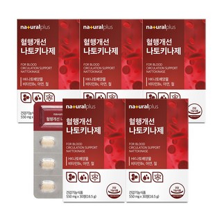 내츄럴플러스 혈행개선 나토키나제 / 낫토 비타민B 아연 함유, 30정, 5박스