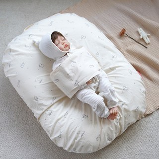 [제이앤제나] 허리에 무리없는 신생아부터 역류방지쿠션_래빗내츄럴 역류방지쿠션, 오리지널_래빗내츄럴(커버+솜18도)세트