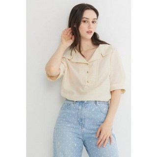 NICE CLAUP 반 오픈 탑 블라우스[N242MWB429] 594742