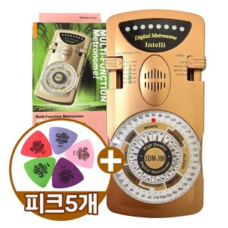 인텔리 SDM-300 메트로놈 기타 피아노 박자기 블랙/골드 Metronome (기타피크5개 증정), 골드GD, 1개
