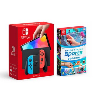 닌텐도 스위치 OLED 네온 게임기 본체+스위치 스포츠 한글판 게임 칩 팩, 닌텐도 OLED 네온+스위치 스포츠