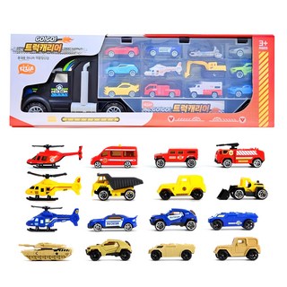Kizus 卡車造型收納運輸車+迷你玩具車 12件組, 混色(迷你車28款)