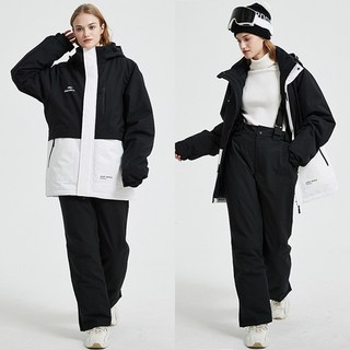 SNOW 여자 남자 스키복 세트 후드 스노우보드복