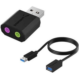 Windows 및 Mac용 USB 외장 스테레오 사운드 어댑터. 22AWG 3피트 3.0 확장 케이블