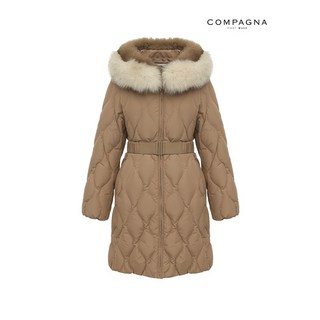 꼼빠니아 배색 퍼 퀼팅 다운 점퍼-CW22IH0507408A