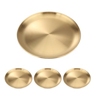 DZAT 원형 스텐 플레이팅 접시 4P//14cm 17cm 20cm 23cm 26cm 30cm, 4개, 금색J