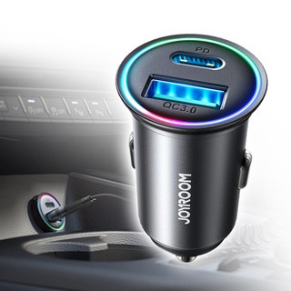 에어그립 조이룸 풀메탈 미니 차량용 초고속 2포트 시거잭 충전기 60W USB C타입, 메탈블랙