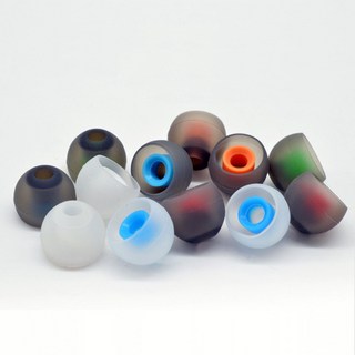 이어폰팁 고급 실리콘 이어팁, 투명-화이트 소(S)