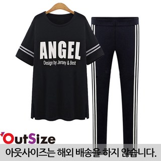 아웃사이즈 OA7799_1 빅사이즈 ANGEL 스포츠 반팔티셔츠/9부/7부팬츠 세트