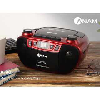 아남 CD포터블 카세트플레이어 A-90 FM/AM 라디오 USB재생 MP3파일CD 및 AUX지원, 아남 CD카세트 플레이어 A-90