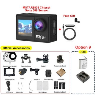 액션 카메라 듀얼 터치 방수 배 줌 스포츠 무선 마이크 리모컨, 10. Option 9, 1개