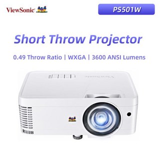 Viewsonic 짧은 스로우 프로젝터 WXGA 0.49 비율 비즈니스 및 교육 사무실 홈 비디오용 3D 비머 PS501W, 01 PS501W
