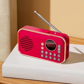 오르미 레트로 휴대용 라디오 FM 미니 블루투스 스피커 효도 라디오, ORM2(레드하트)