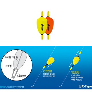 아크 양핀 목줄찌(EC) (2개입) E-플로트 예민한 학꽁치 벵에돔 목줄찌, 2세트, 오렌지 0
