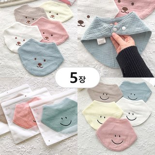 6중 거즈 유아 스카프빕 여름 순면 목수건 개별포장 아기 침받이 침턱받이 세트
