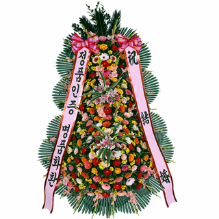 에코플라워 축하화환 (축하 3단 특대) 전국당일배송 사진전송 결혼식 축하 개업 경조 화분 꽃배달 d-0073