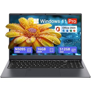 15.6인치 윈도우 11 노트북 16GB 램 512GB SSD FHD IPS 디스플레이 컴퓨터 인텔 N5095 쿼드 코어 2.45G 와이파이 블루투스 4.2 백라이트 키보드 및, Gray