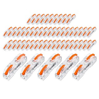 JK 터미널 블럭 PCT-221 직결형 50개 세트 전선 커넥터 배선 접속 단자 레버형 결합 결선, PT22C. PCT-221 투명 오렌지 50개