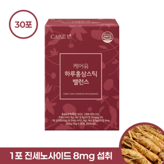 케어유 국내산 6년근 홍삼스틱, 30개