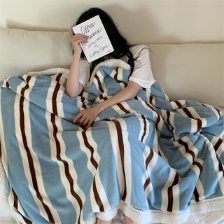 헤디야 양털 극세사 스트라이프 두꺼운 무릎 담요