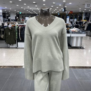 캘빈클라인 여성 릴렉스핏 울 블렌드 브이넥 스웨터 40WL328-PDJ_DG