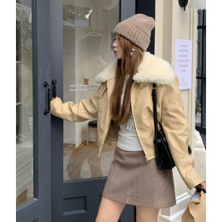 빈티지 항풍 스웨이드 빅터틀 솔리드 패딩 라이더 아우터 슬림 숏 도톰 가죽