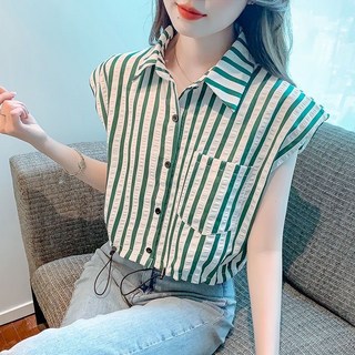 PETITBATH 터틀넥 골지 쇼트 프렌치 블라우스 여름 민소매