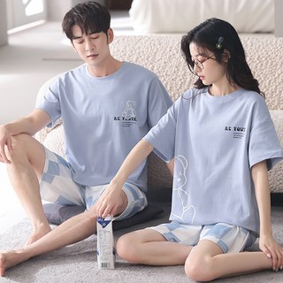 커플잠옷 상하의 세트 홈웨어 파자마 면 투피스 속옷 잠옷