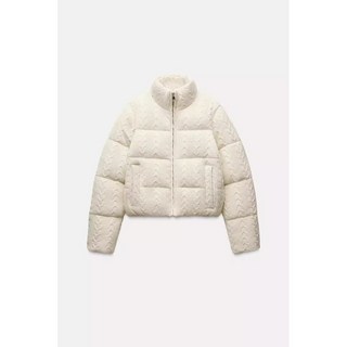 ZARA 자라 여성 화이트 니트 누빔 패딩 겨울 숏패딩 점퍼 6318229