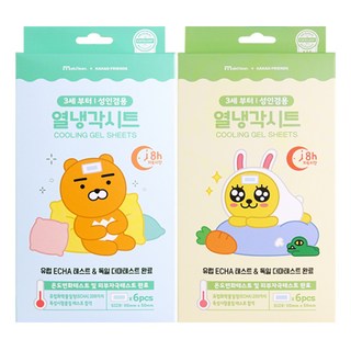 카카오프렌즈 라이언+무지 열냉각시트 2종세트, 1개, 12개입